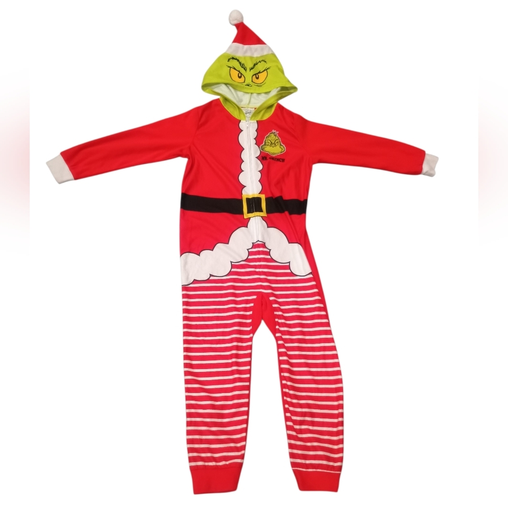 The Grinch Santa Red Onesie Hooded Costume Pajamas Size 6